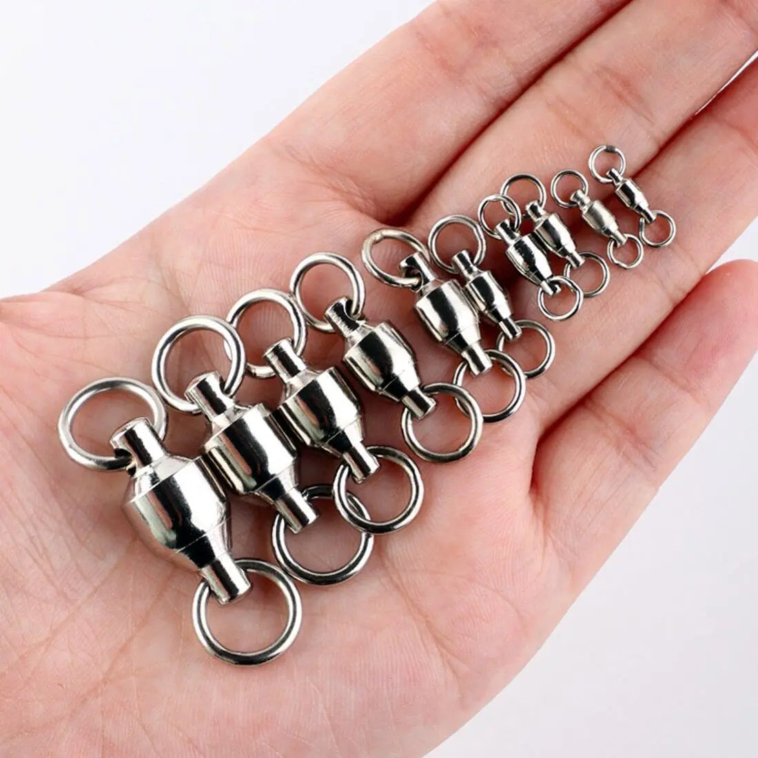 FishTrip Ball Bearing Swivels 10-100pcs Fishing Swivel Solid Welding Ring Stainless Steel Heavy Duty Saltwater Swivel Catfish