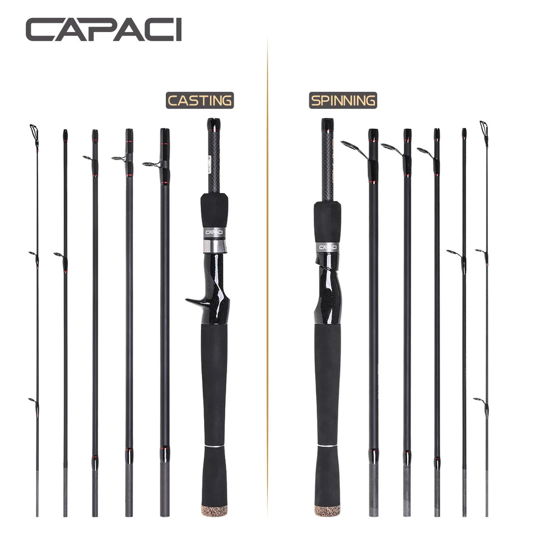 CAPACI Lure Fishing Rod 2.1/2.4/2.7M Carbon Spinning Casting Baitcasting Travel Lure Rod ML Straight Handlebar sea Fishing Rod