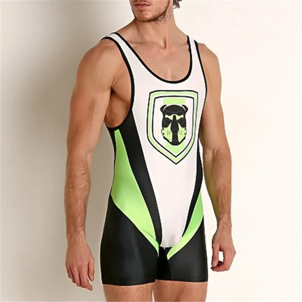 Summer Men's Wrestling Singlets Suits One-piece Powerlifting Sleeveless Gym Sport Fitness Clothing Boxing Tight Singlet Suit