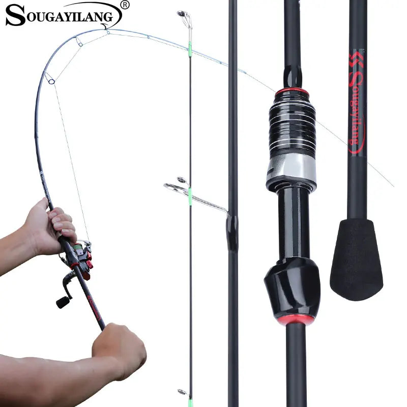 Sougayilang Fishing Rods 2.1m UltraLight Carbon Fiber Casting Rod and Pike Spinning Rod Max Drag 5kg with EVA Handle Pole Pesca