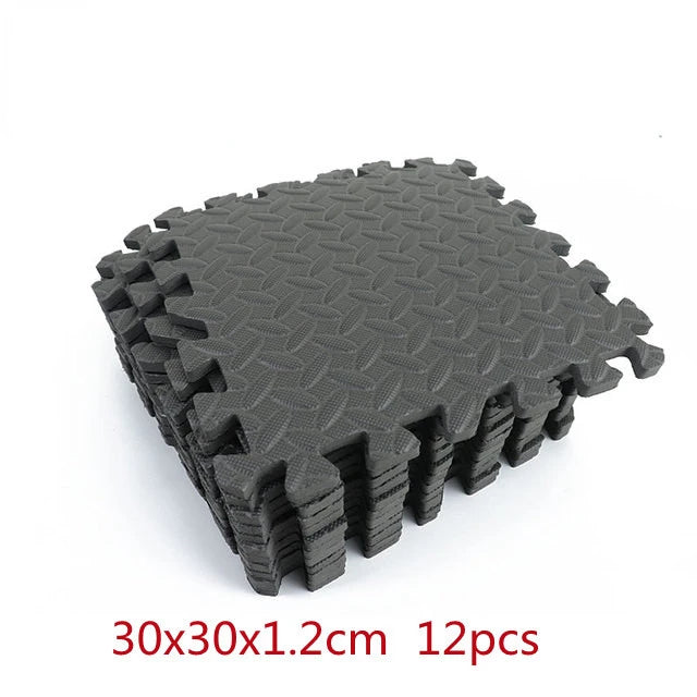 12PCS Gym Foam Mat EVA Leaf Grain Floor Mats Yoga Fitness Non-Slip Thicken Shock Sports Protection Mat 30*30cm