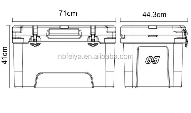 Portable 65 liter yedi style roto molded plastic fishing ice chest cooler box
