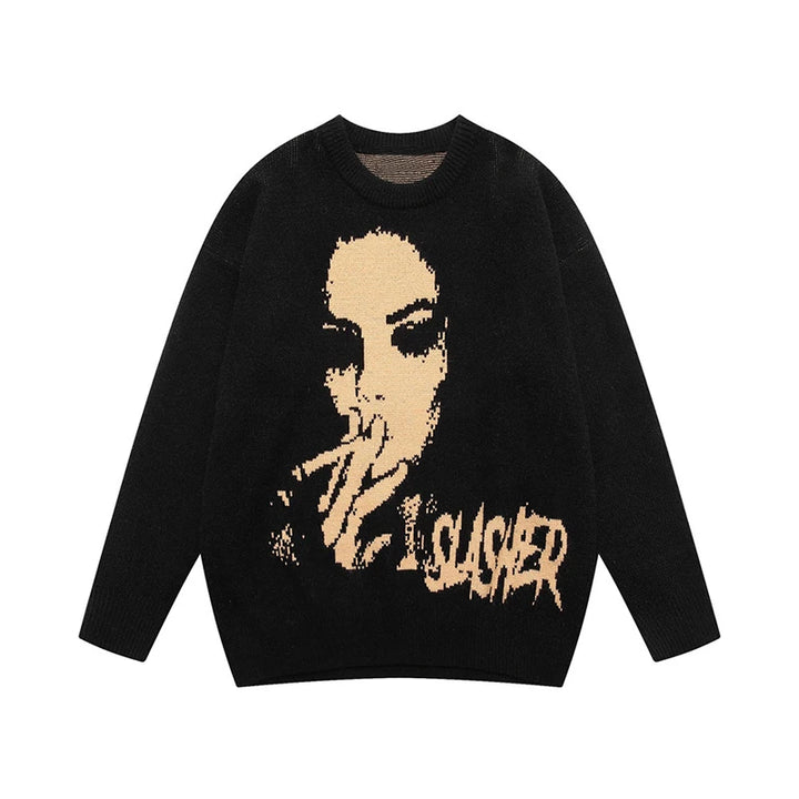 Black Goth Men Oversized Women Y2k Sweaters 2022 Winter Knitted Vintage Sweater Harajuku Streetwear Tops Pullovers knitwear punk