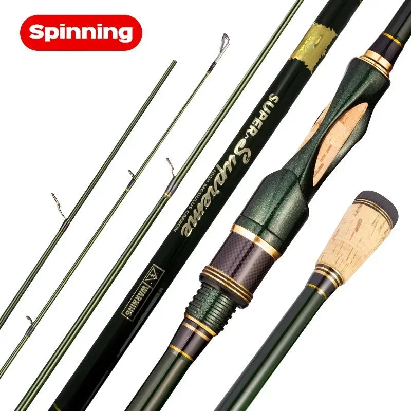 1.8m/2.1m/2.4m Spinning Casting Carbon Fishing Rod 4-5 Sections Portable Travel Rod Spinning Fishing Rods Fishing Tackle