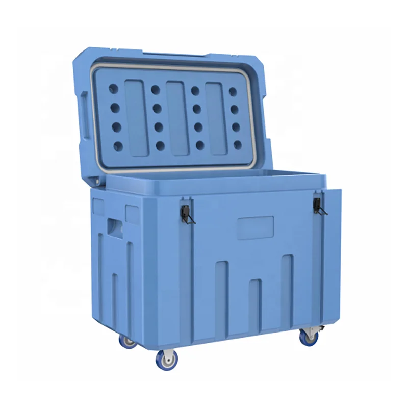 Hot Selling Plastic Insulated Ice Cooler Large Fishing Bin Outdoor Camping Food Cooler Box with Wheel