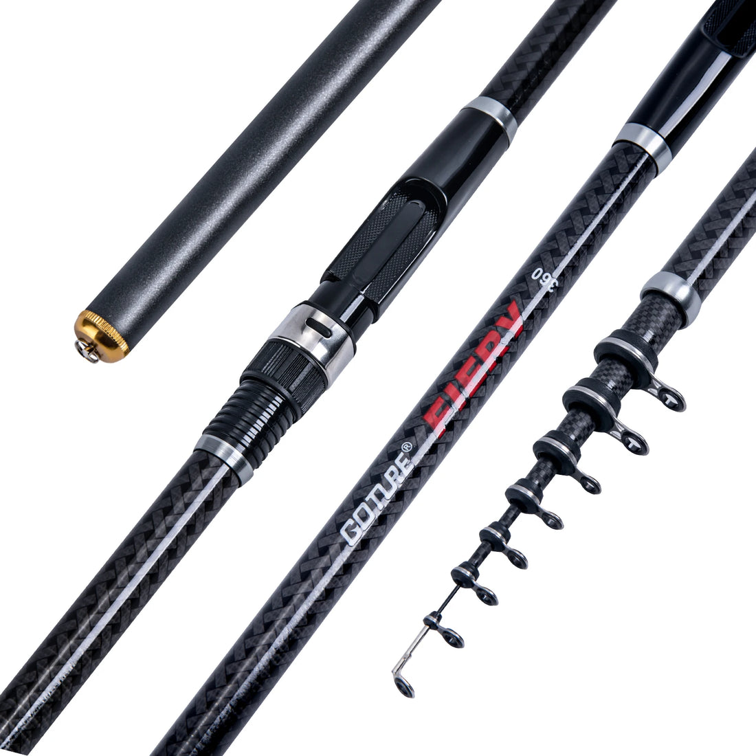 Gouture FIERY-Telescopic Rock Fishing Rod High Density Carbon Fiber Rods Portable with Storage Bag 3.6-7.2m 30T New Fishing Rods