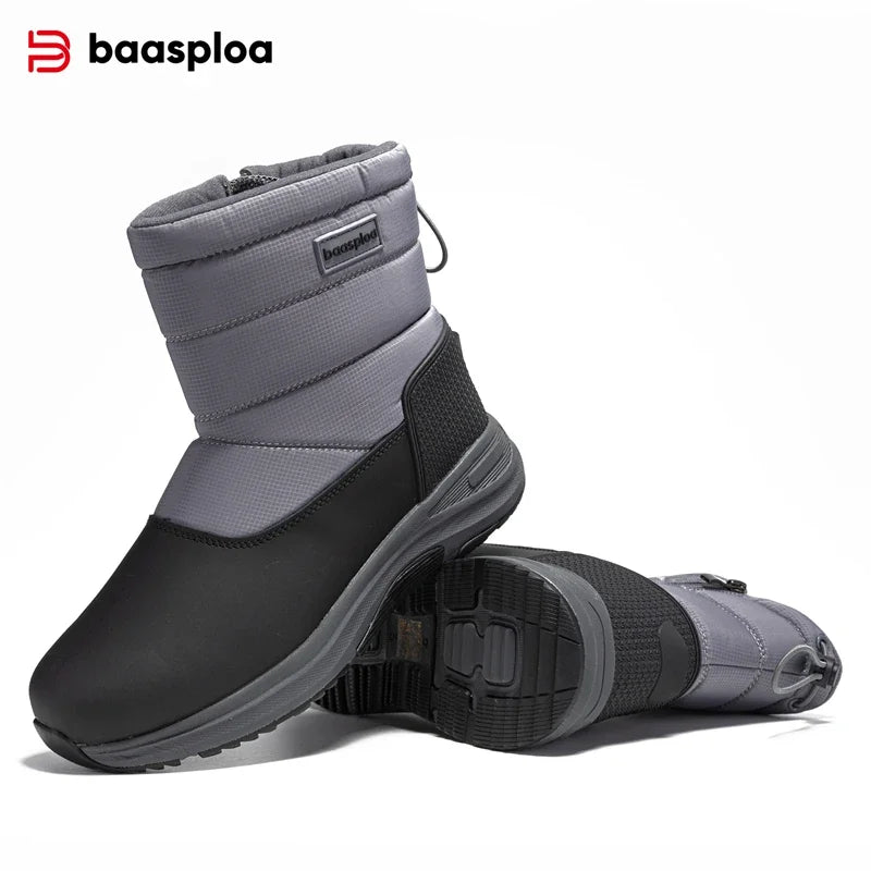 Baasploa Winter Boots Men New Casual Non-slip Wear-resistant Walking Shoes Male Fashion Thick Plush Warm Waterproof Snow Boots