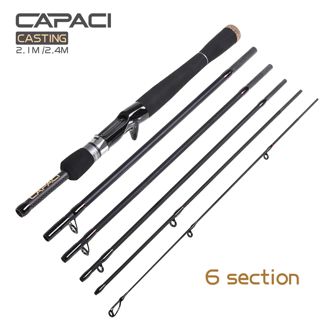 CAPACI Lure Fishing Rod 2.1/2.4/2.7M Carbon Spinning Casting Baitcasting Travel Lure Rod ML Straight Handlebar sea Fishing Rod