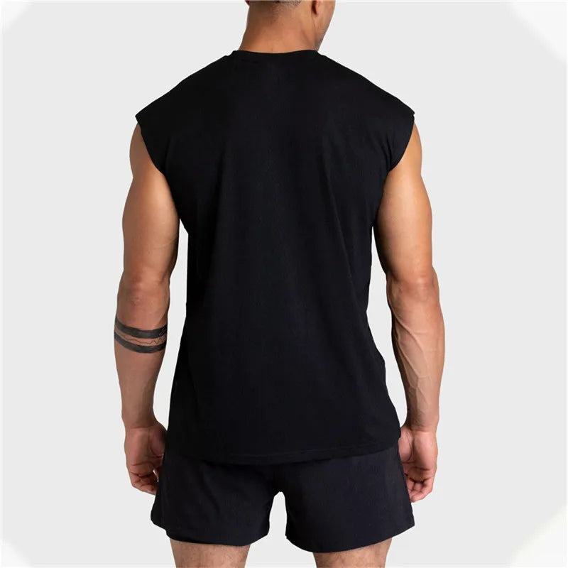 2024 Summer New Men's Fitness Tank Top Bodybuilding Sleeveless Workout Vest Quick-Dry Mesh Gym Running Shirt Men's Apparel