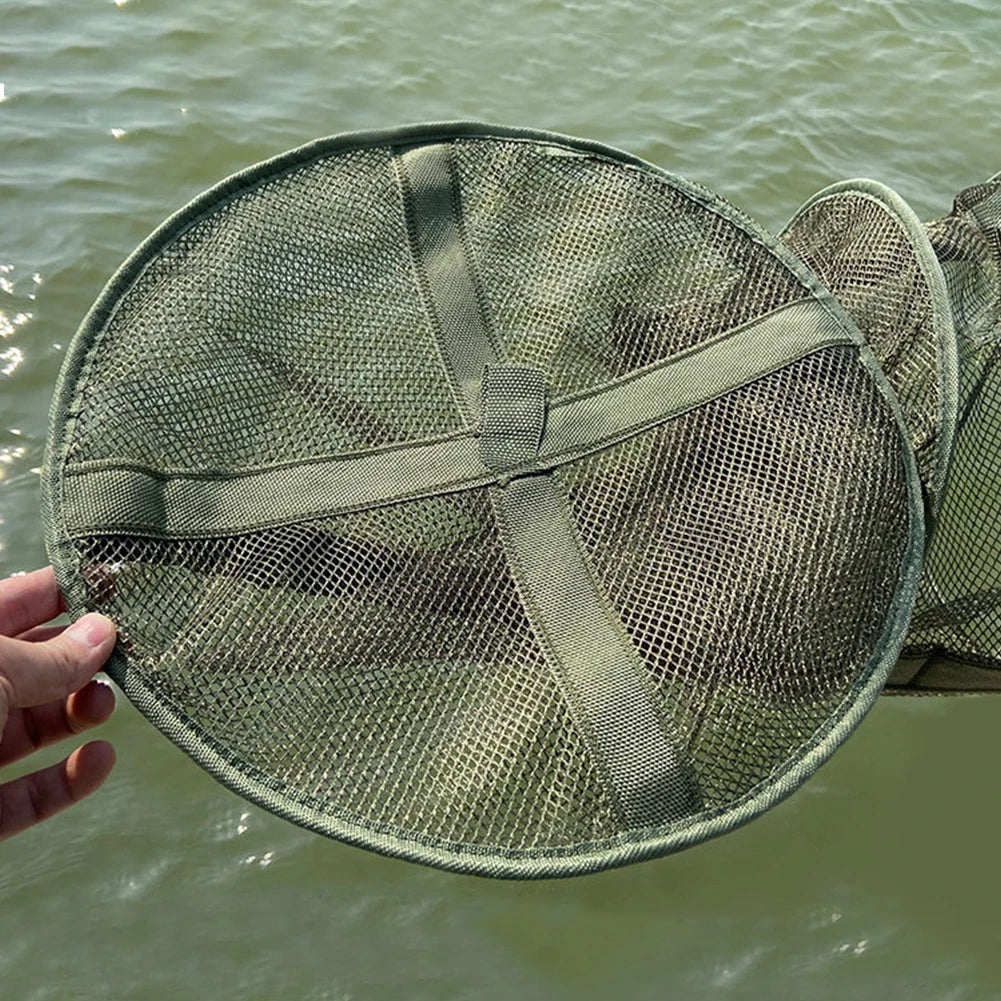 Mesh Fishing Cage Folding Fish Net Round Foldable Landing Net Fishing Cast Net Fishing Accessories