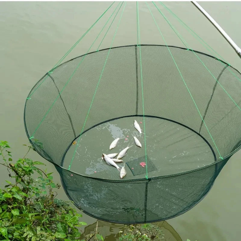 Landing Fishing Net Large Foldable Drop Net Prawn Bait Crab Shrimp Crucian Portable Mesh For Outdoor Reservoir Pond Use 80/100cm