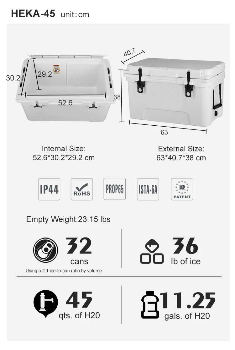 Durable marine fishing icebox plastic ice chest cooler rotomolded coolers box