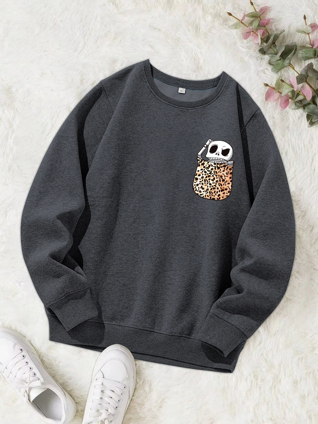 A Skull In The Pocket Funny Print Female Sweatshirt Harajuku All-Match Hoody Fashion S-Xxl Hoodies Vintage Casual Top Women