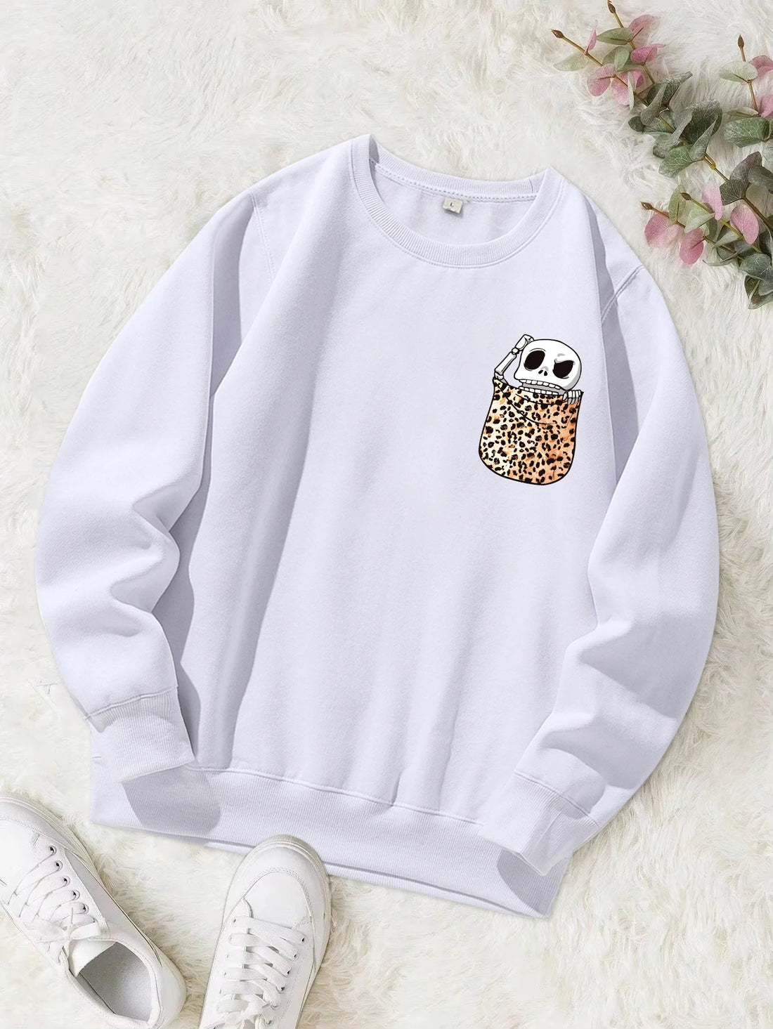 A Skull In The Pocket Funny Print Female Sweatshirt Harajuku All-Match Hoody Fashion S-Xxl Hoodies Vintage Casual Top Women