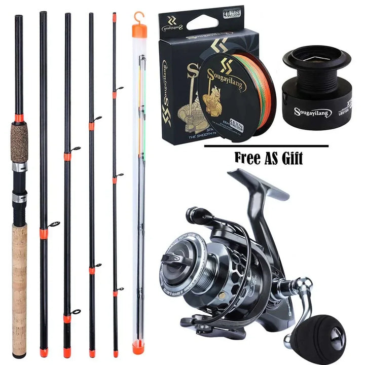 Sougayilang 3m L M H Power Spinning Feeder Fishing Rods and 3000 Series Spinning Fishing Reel with Fishing Line Full Kit Pesca