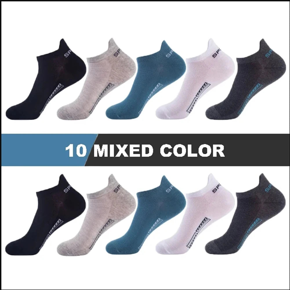 5/10/20 Pairs Men Short Socks Trendy High-Quality Low Cut Round Neck Ankle Socks Mesh Breathable Versatile Casual Men Boat Socks