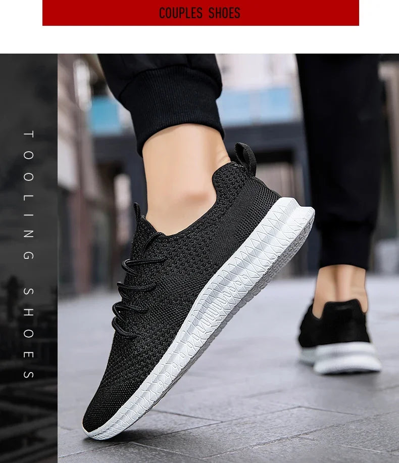 Fujeak Ultralight Running Shoes for Men Casual Breathable Mesh Sneakers Anti-slip Fashion Solid Colour Men's Shoes Plus Size 46