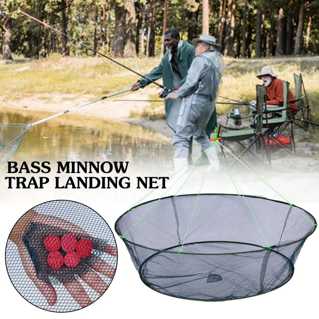 80/100cm Loose Mouth Folding Drop Fishing Net Shrimp Catcher Tank Casting Network Fish Eels Trap Cage Prawn Bait Crab Netting