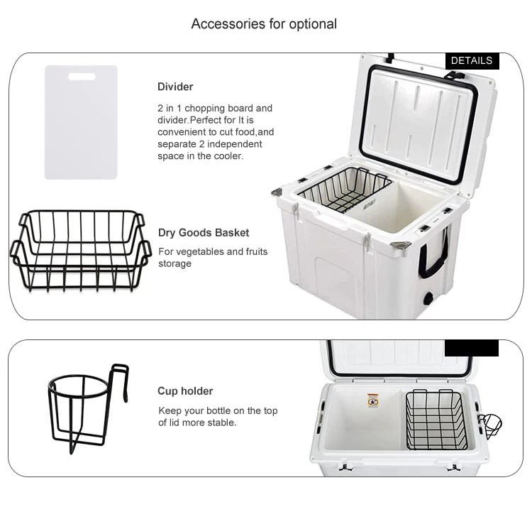 65 High performance rotomolded camping fishing hunting big hard cooler box ice chest