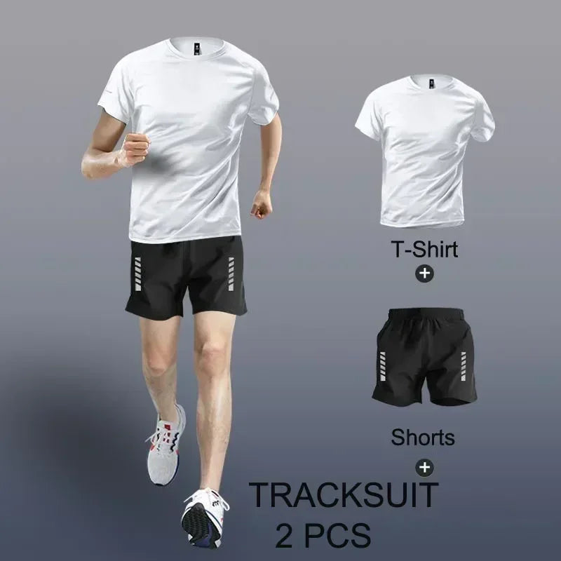 Mens Sportwear 2-4 PCS Sets Tracksuit Sport Suits Men Sports Quick Drying Running Sets Joggers Training Gym Fitness Workout