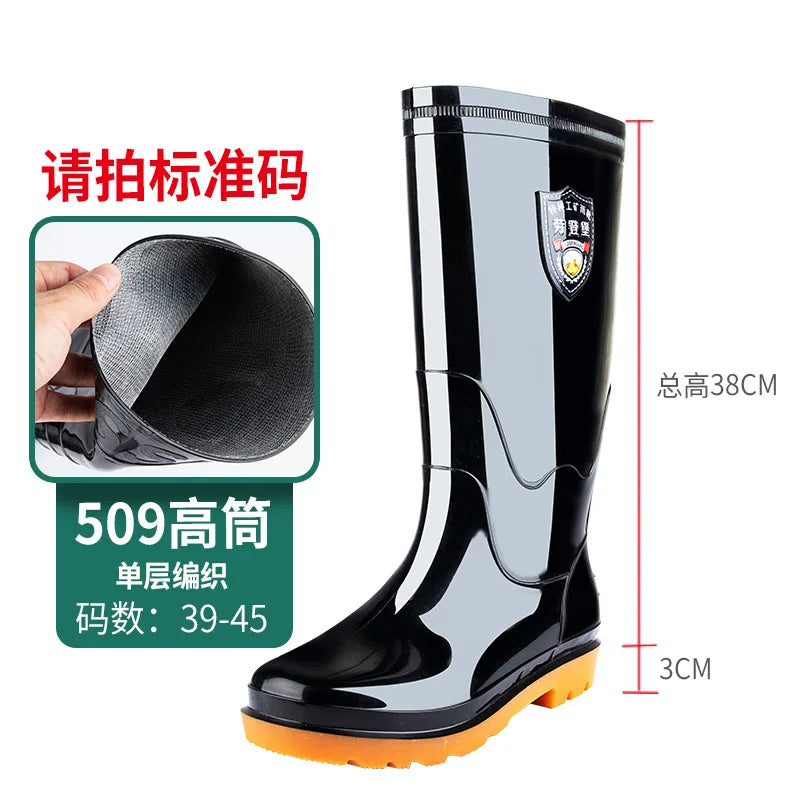 Men Oxford Cloth Thickened High Tube Rain Boots Fishing Water Shoes Construction Sites Outdoor Activities