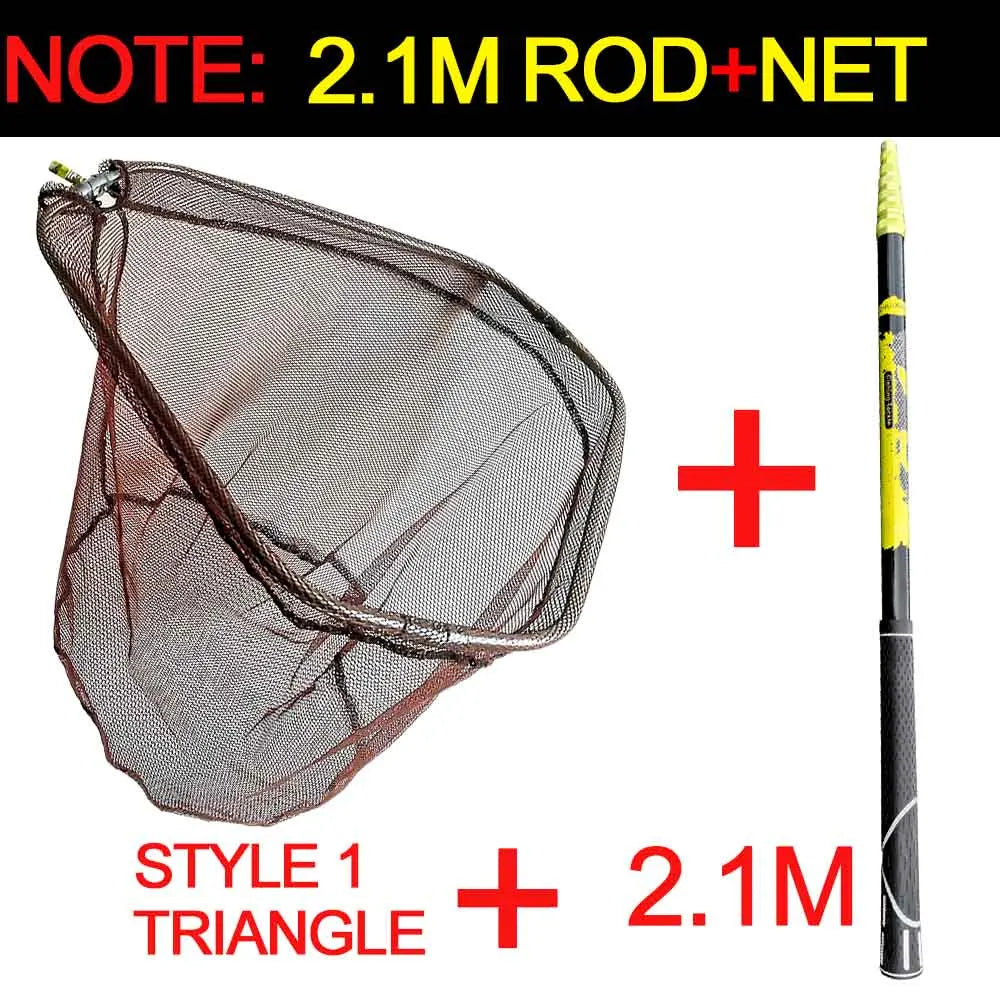 JOSBY Fishing Net Telescoping Foldable Landing Net Pole Lightweight Carp Carbon Fiber Folding Sea Hand Dip Net 3M/4M/2.1M Tackle