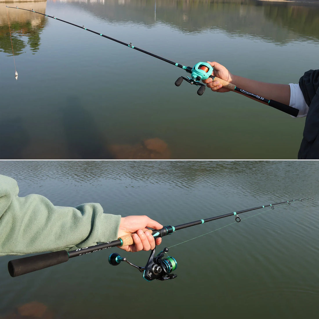 Sougayilang Spinning Casting Fishing Rod 1.8/2.1m Rod 4 Sections Carbon Body Rod Cork and EVA Handle ABS Reel Seat Fishing Rod