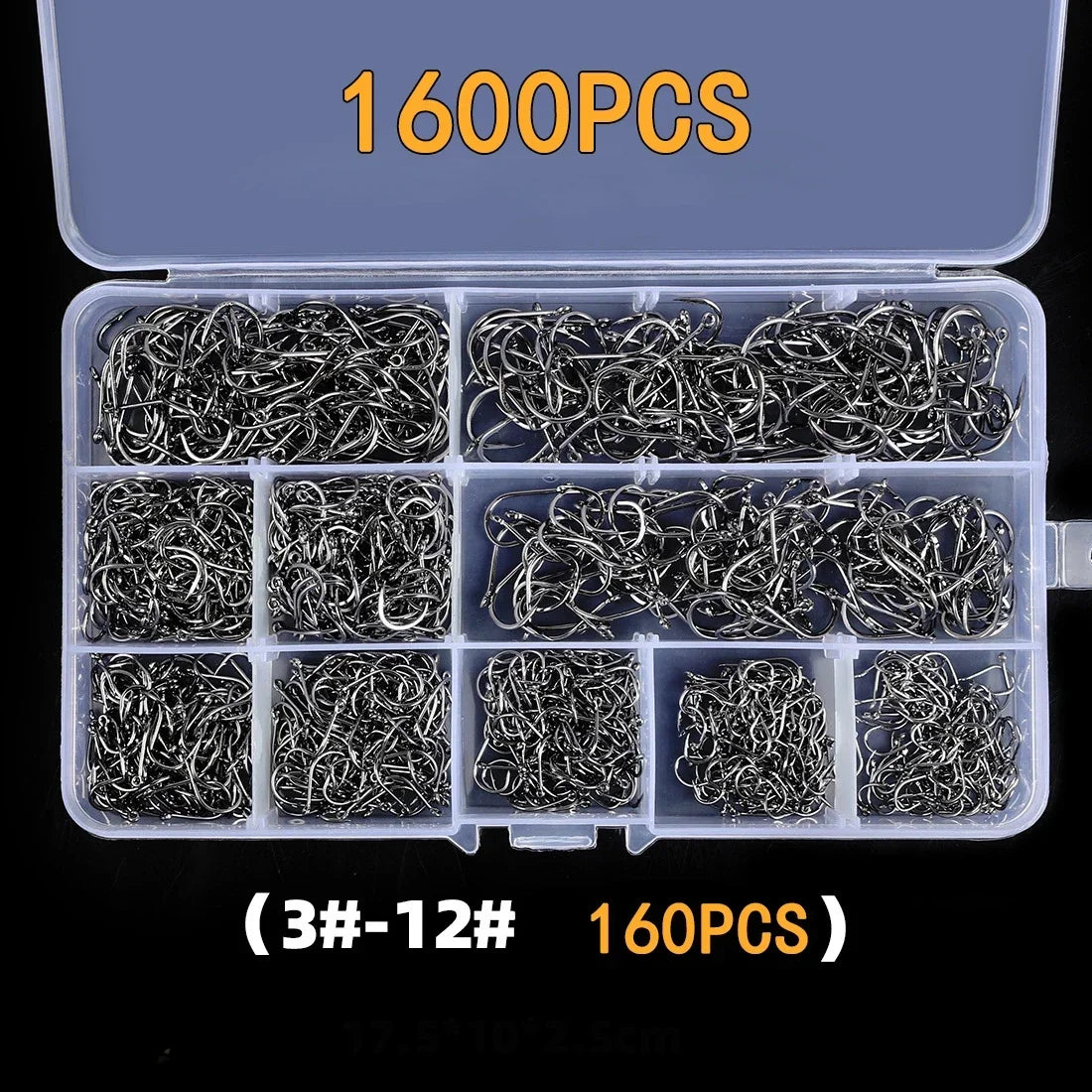 Fishing Hooks Carbon Steel Strong Sharp Silver Circle Fishhook 3#-12# Jig Barbed Pesca Portable Lure Bait Tackle 50-1600Pcs/Box