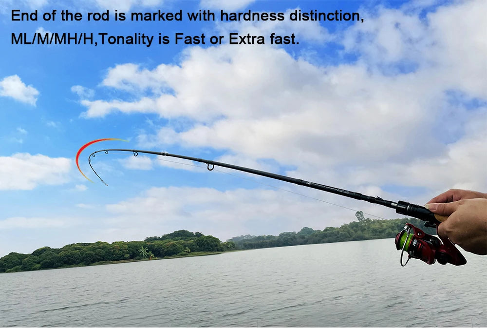 BIUTIFU Spinning Casting Fuji Fishing Rods 1.98/2.1/2.4/2.7/3.0/3.3m T800 Carbon 2Tip ML/M/MH/H Lure 5-80g Baitcasting Fast Pole