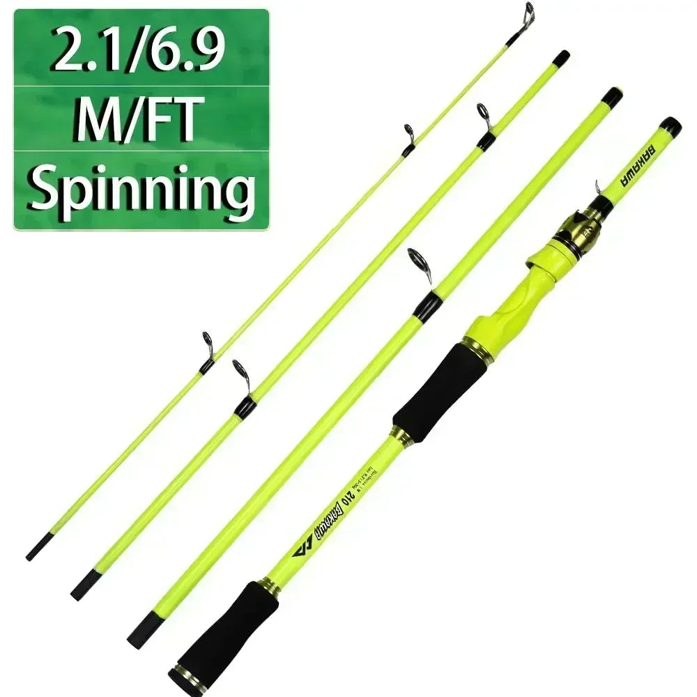 BAKAWA Casting Spinning Fishing Rods 1.8M 2.1M EVA Handle Baitcasting Fish Rod 4 Sections UltraLight Travel Feeder Pole Pesca