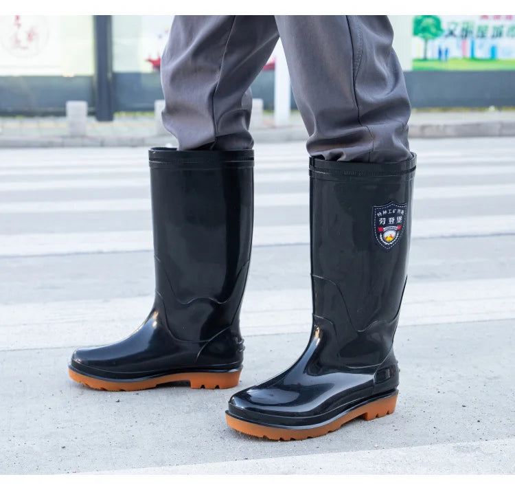 Men Oxford Cloth Thickened High Tube Rain Boots Fishing Water Shoes Construction Sites Outdoor Activities