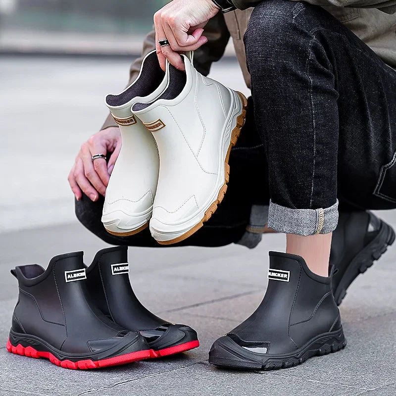 Waterproof Cross-Border Men's Rain Shoes Fashionable Short Socks Thickened Warm Rubber Work Anti-Slip Fishing Kitchen Rain Boots