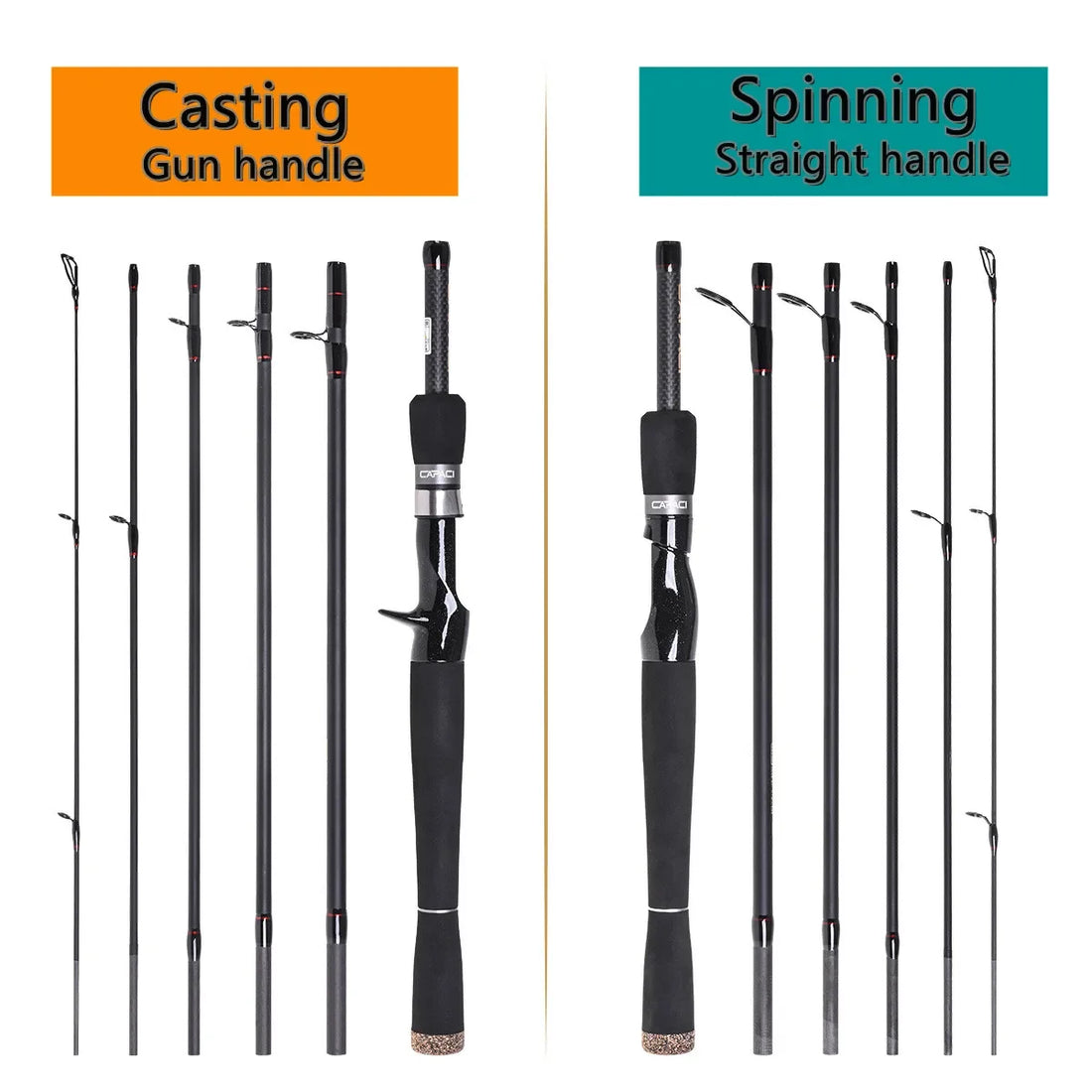 CAPACI Lure Fishing Rod 2.1/2.4/2.7M Carbon Spinning Casting Baitcasting Travel Lure Rod ML Straight Handlebar sea Fishing Rod