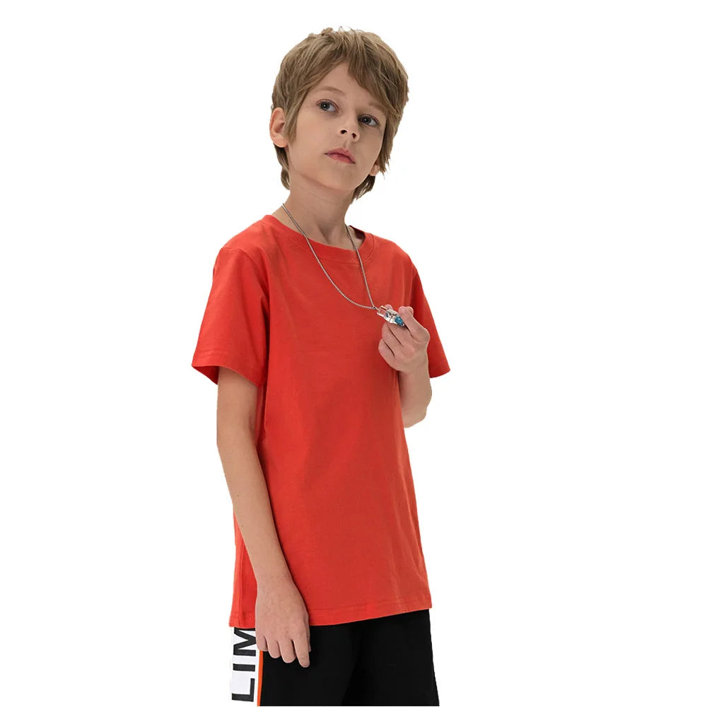 Summer Children T-shirts Solid Color Cotton Tees for Kids New Fashion Boys Girls Short Sleeve Top 2-14T Clothes Healthy T-shirts