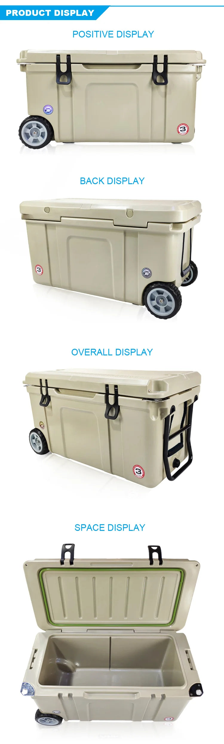 Portable Rotomolded Wheel Cooler Box, Fishing Tackle Boxes, Ice Chest, Fishing Products, 75L