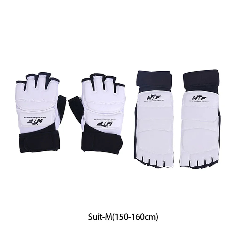 1 Pair Karate Gloves Taekwondo Equipment Half Finger Protector Boxing Hand Foot Protection Foot Guards Martial Arts Kickboxing