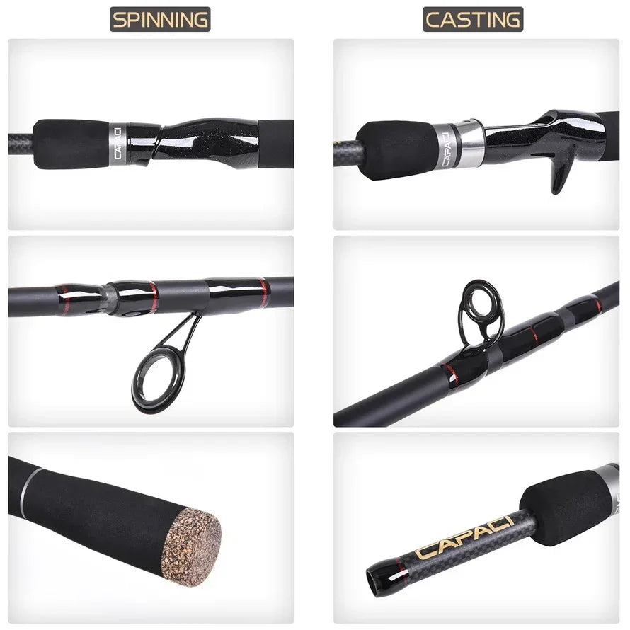 CAPACI Lure Fishing Rod 2.1/2.4/2.7M Carbon Spinning Casting Baitcasting Travel Lure Rod ML Straight Handlebar sea Fishing Rod