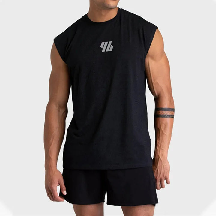 2024 Summer New Men's Fitness Tank Top Bodybuilding Sleeveless Workout Vest Quick-Dry Mesh Gym Running Shirt Men's Apparel