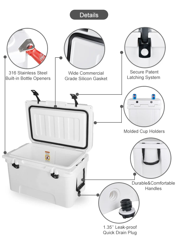 Durable marine fishing icebox plastic ice chest cooler rotomolded coolers box