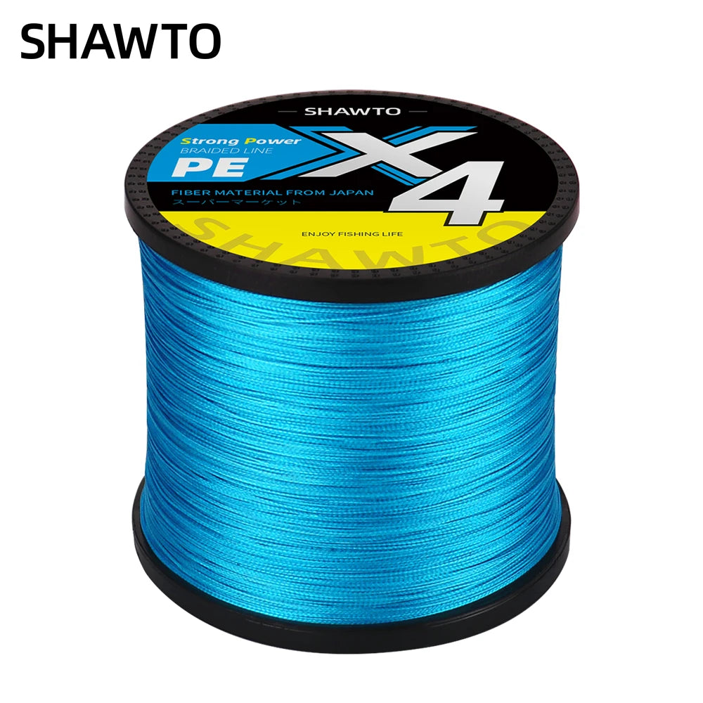 Shawto X4 Strong 1000M 4 Strand Weaves PE Braided Fishing Line Multifilament 4 Braid Wire 12LB 18LB 28LB 40LB 80LB Carp Line