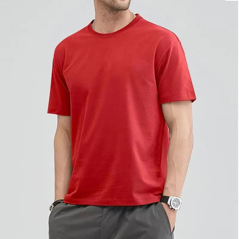 T Shirt For Men Summer Cotton Tops Solid Colors Blank Tshirts O-neck Men Clothing Plus Size M to 5XL