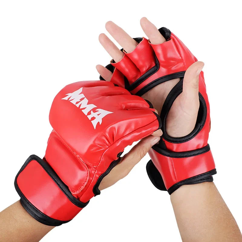 Professional Boxing Training Gloves Half Finger Leather Cushion for Adult Sanda Boxing UFC Training Sandbag Knuckles