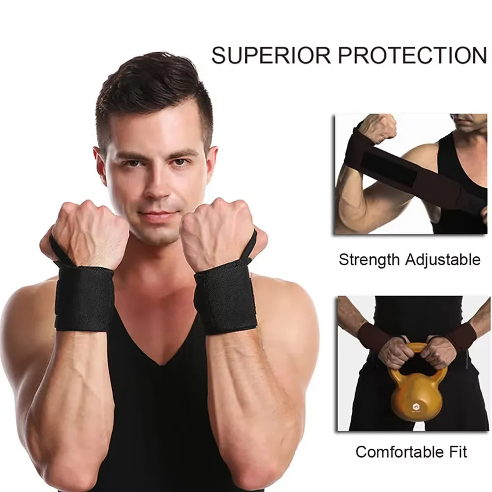 Fitness Wrist Wraps Weight Lifting Gym Wrist Straps Cross Training Padded Thumb Brace Strap Power Hand Support Bar Wristband