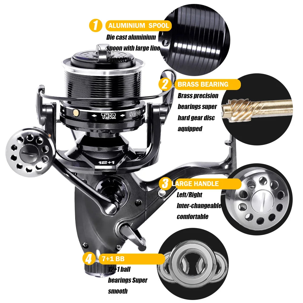 New Carp Fishing Reel Spinning Reels Max Double Drag 27kg 12+1BB Carretilha De Pesca Accesorios Mar Peche En Mer Salt/Freshwater