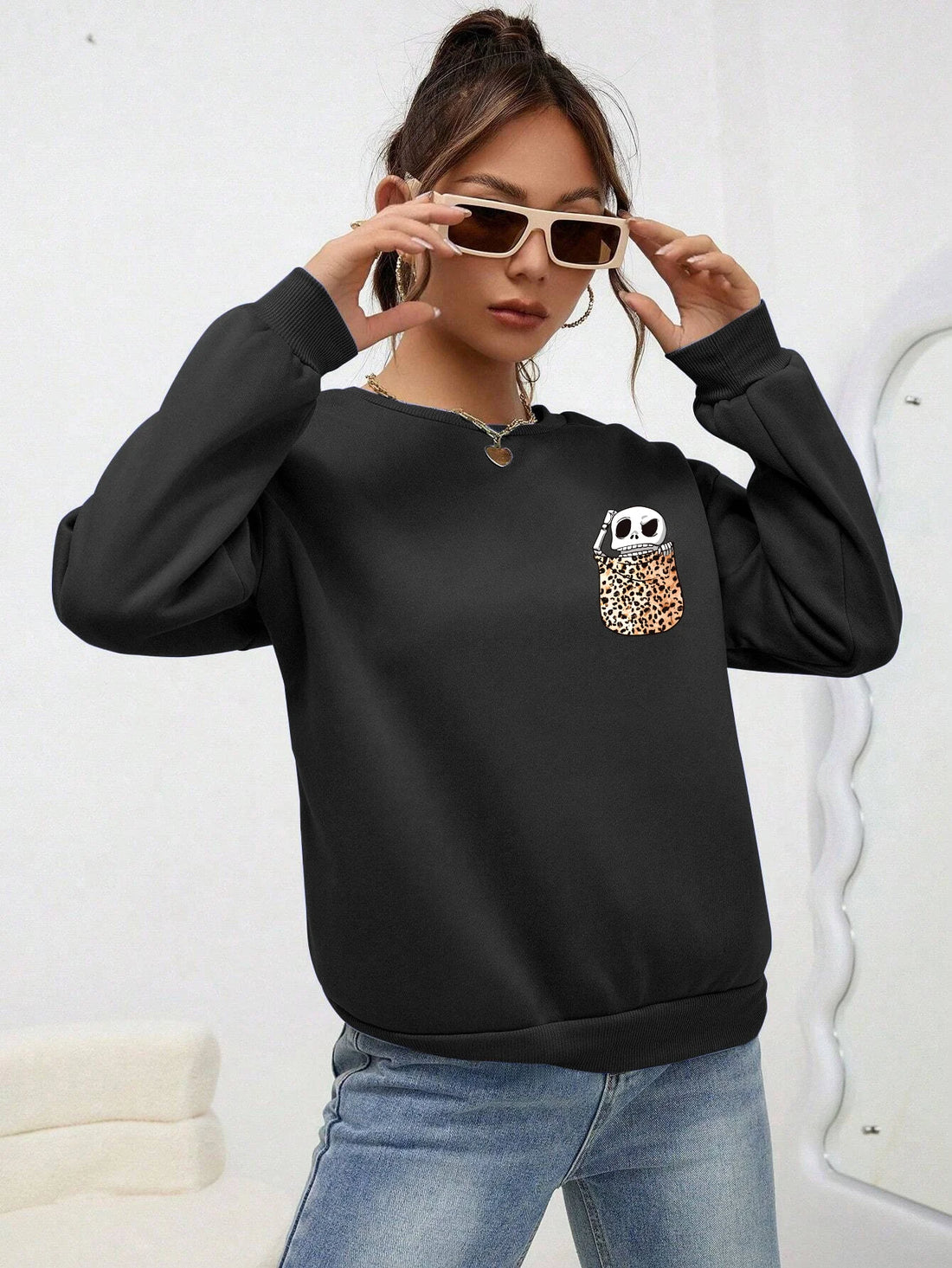 A Skull In The Pocket Funny Print Female Sweatshirt Harajuku All-Match Hoody Fashion S-Xxl Hoodies Vintage Casual Top Women