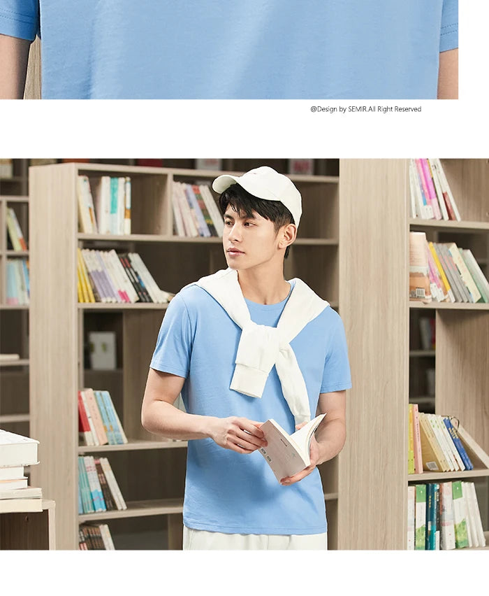 Semir Unisex T-shirt  Short Sleeve Men T-Shirt Cotton 2024 Summer New Man Clothing Is Thin And Versatile T Shirt Solid Color