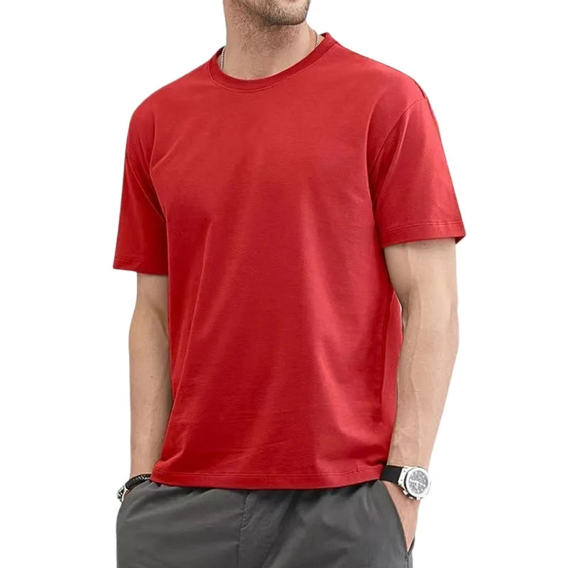 T Shirt For Men Summer Cotton Tops Solid Colors Blank Tshirts O-neck Men Clothing Plus Size M to 5XL