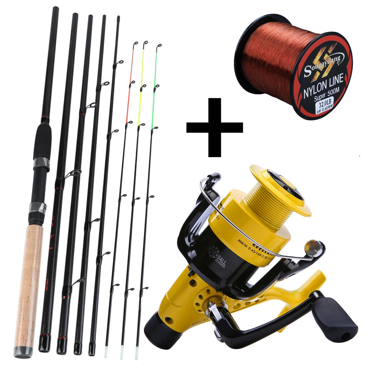 Sougayilang 3M Spinning Fishing Rod Combo L M H Power Feeder Carp Fishing Rod and 11+1BB Carp Fishing Reels Rod Line Set