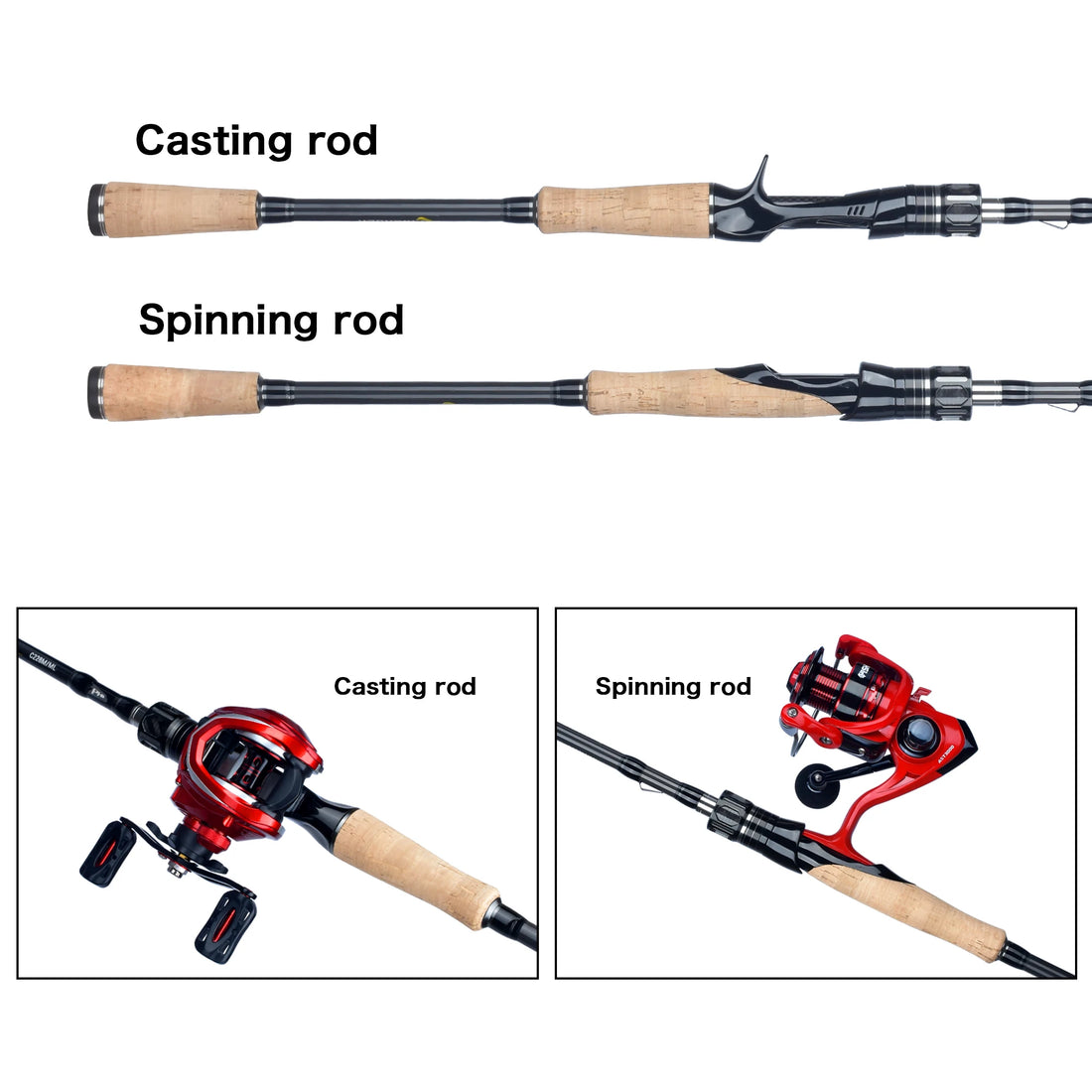 BIUTIFU Spinning Casting Fuji Fishing Rods 1.98/2.1/2.4/2.7/3.0/3.3m T800 Carbon 2Tip ML/M/MH/H Lure 5-80g Baitcasting Fast Pole