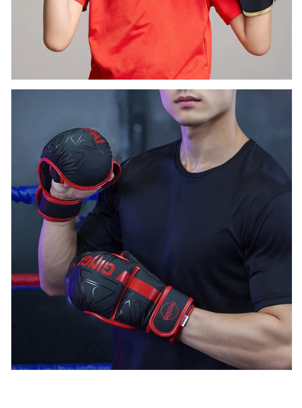 Professional MMA Boxing Gloves Half Finger Sandbag Karate Muay Thai Training Gloves PU Adult Kids Thickened Boxing Equipment